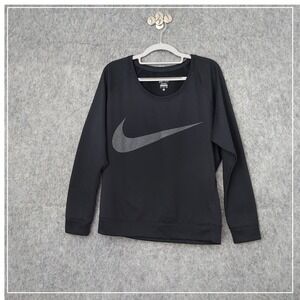 Nike Sweatshirt Women S Black Dri Fit Swoosh Performance Athleisure Gym Pullover